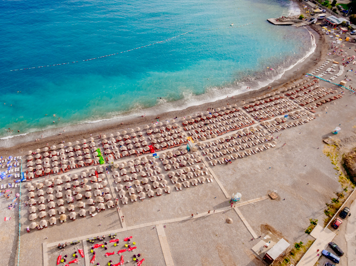 private beach and bar